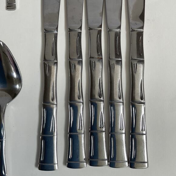 EXF8 by Excel Stainless, Korea, Glossy, Bamboo Handle silverware 25pc set MCM - Picture 10 of 16